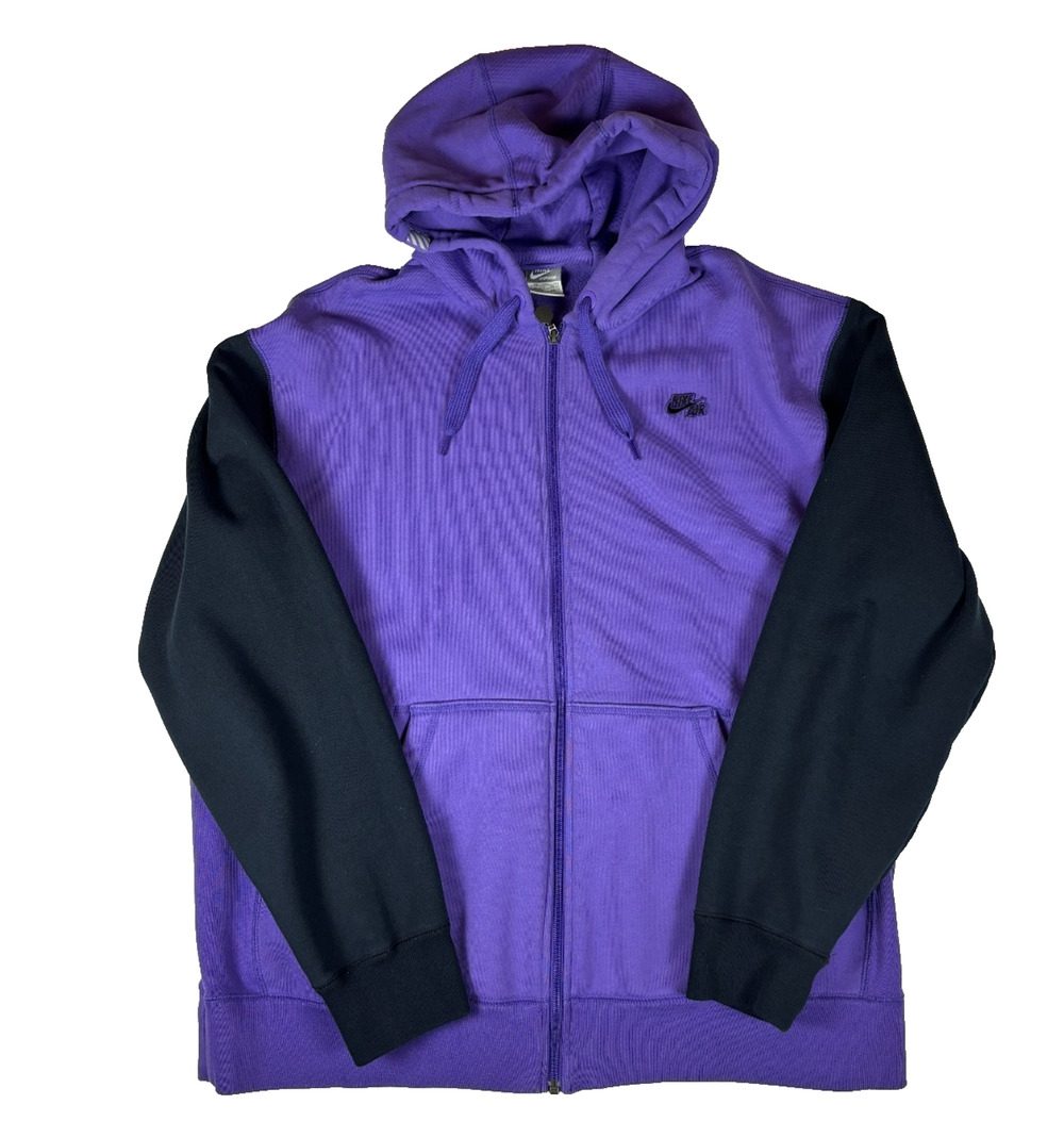 NIKE AIR MEN'S Y2K FULL ZIP HOODIE FLEECE JACKET PURPLE/BLACK SIZE 2XL